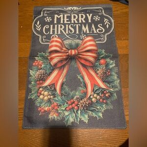 Garden Flag Winter Christmas Wreath 12" x 18" NWOT